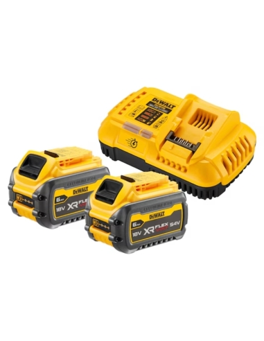 PACK 2 BATTERIES XR FLEXVOLT 18V/54V 6 AH/2 AH LI-ION + CHARGEUR RAPIDE DCB118T2-QW - DEWALT